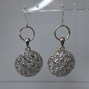 Jk signed crystal silver marked pierced earrings